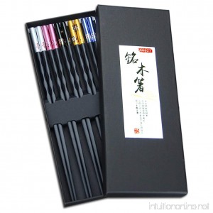 AOOSY Chopsticks Sets Asia Style Non-slip Alloy Chopsticks Luxury Reusable Chopsticks Family Use 5 Pairs Gift Set - B06XS9YMYB